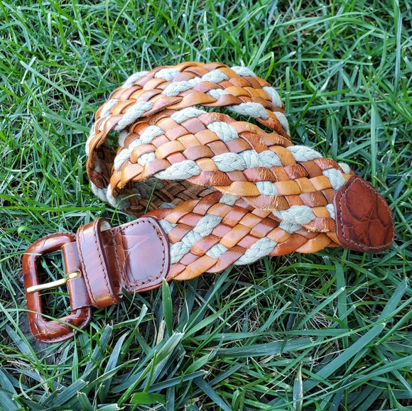 Vintage Accessories - VTG woven leather & rope belt